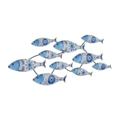 16" X 37" Metal Fish Wall Decor Blue - Olivia & May -Olivia & May GUEST 9050c6e8 17f4 4216 ac9c ee1c6a4891e0