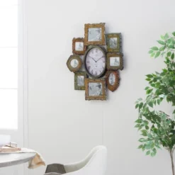 Metal 8 Photo Openings Wall Clock Green - Olivia & May 37 Metal 8 Photo Openings Wall Clock Green - Olivia & May -Olivia & May GUEST 906195c8 c581 4e38 b9b0 1d12bb5f3d91