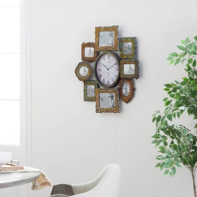 Metal 8 Photo Openings Wall Clock Green - Olivia & May 18 Metal 8 Photo Openings Wall Clock Green - Olivia & May - Image 16