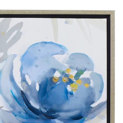Canvas Floral Framed Wall Art With Silver Frame Blue - Olivia & May 6 Canvas Floral Framed Wall Art With Silver Frame Blue - Olivia & May - Image 4