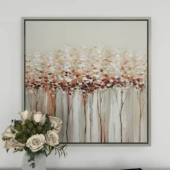 Canvas Tree Framed Wall Art With Silver Frame White - Olivia & May -Olivia & May GUEST 918c66a1 c156 4232 955e 6dc33cbe6c08