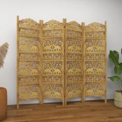 Traditional 4 Panel Fine Carved Room Divider Screen Gold - Olivia & May -Olivia & May GUEST 91b75e0d cfcd 426a 9f2e c2941614b559