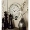 20"x20" Glass Mirrored Wall Clock With Floating Crystals White - Olivia & May: Silent, Round, Glam Style