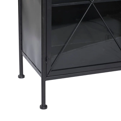 Industrial Metal Cabinet Black - Olivia & May 6 Industrial Metal Cabinet Black - Olivia & May - Image 4
