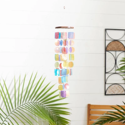 5" Glass Coastal Abstract Windchime - Olivia & May 3 5" Glass Coastal Abstract Windchime - Olivia & May