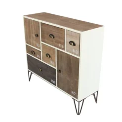 Wood And Metal 7 Drawer Buffet White/Black - Olivia & May -Olivia & May GUEST 929e18f0 566e 481d a997 a126dbad6248