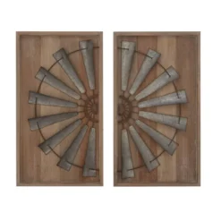 Wood Windmill Wall Decor With Wood Backing Set Of 2 Gray - Olivia & May -Olivia & May GUEST 932bcb0f 9fe2 4089 82af 03677598b018