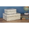 Set Of 2 Shell Mosaic Patterned Wood Box White - Olivia & May -Olivia & May GUEST 9375189a 89bd 43d7 81a3 0ec74b13db08