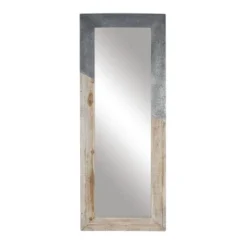 Wood Wall Mirror With Metal Detailing Beige - Olivia & May -Olivia & May GUEST 93b68f58 f2eb 434d a5d7 b4021d4efe87