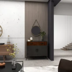 Metal Wall Mirror With Leather Strap Gold - Olivia & May -Olivia & May GUEST 93bad364 7627 4d2d b4b4 4b5edfe908b8