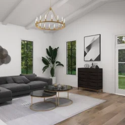 Contemporary Bold Facet Carved Wood Side Cabinet Brown - Olivia & May -Olivia & May GUEST 9427bfa0 f726 4119 9aaf 09b65304c705