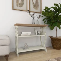 Farmhouse Wood Console Table Off White - Olivia & May -Olivia & May GUEST 94911ec2 37a2 42ae 9aec c315b7e8699a
