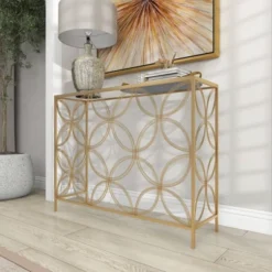 Contemporary Metal Console Table Gold - Olivia & May -Olivia & May GUEST 94c58455 c7f7 4f9c aba0 72349b943a43