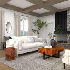 Contemporary Teak Wood Round Accent Table Brown - Olivia & May -Olivia & May GUEST 94dd9e55 3229 41f6 a320 24517fb9dcfb