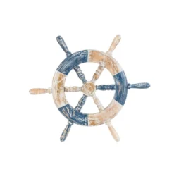 Olivia & May 22"x19" Wood Ship Wheel Distressed Two-Toned Wall Decor With Brown Accents Blue: Nautical Theme, Horizontal Orientation 14 Olivia & May 22"x19" Wood Ship Wheel Distressed Two-Toned Wall Decor With Brown Accents Blue: Nautical Theme, Horizontal Orientation -Olivia & May GUEST 94e1c0f6 e9db 444b ab84 455c071ba053