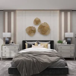 Metal Floral Wall Decor Set Of 3 Gold - Olivia & May -Olivia & May GUEST 94f0952d 5e81 43dc 80d0 56163781996d