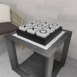 14" Contemporary Wooden Tic Tac Toe Sculpture Black - Olivia & May -Olivia & May GUEST 94f9ceb6 3916 4965 97c5 fe467e987b56