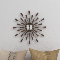 22"x22" Metal Starburst Wall Clock Brown - Olivia & May -Olivia & May GUEST 950b3b4f c3f3 43e9 803a 010ee3f92aa6