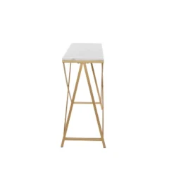 Contemporary Metal Console Table White - Olivia & May: Gold Frame, Marble Top, Entryway/Hallway Furniture -Olivia & May GUEST 9603ba49 1dcf 4d3a 9f1e fd4788fba7fb
