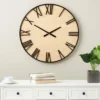 28"x28" Wooden Wall Clock With Black Metal Numbers And Frame Light Brown - Olivia & May: Silent Mechanism, Roman Numerals, Indoor Decor -Olivia & May GUEST 960b9452 19a6 49d6 97bf d3b12f139584