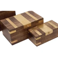 Set Of 3 Traditional Brass Inlaid Wooden Boxes - Olivia & May 35 Set Of 3 Traditional Brass Inlaid Wooden Boxes - Olivia & May -Olivia & May GUEST 963524c8 37b0 4537 98cc 432b00083523