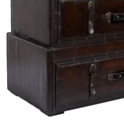Traditional Faux Leather And Wood Chest Brown - Olivia & May -Olivia & May GUEST 966a3772 9c21 4af0 8220 9cc4b0914bed
