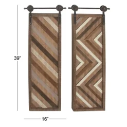 Wood Geometric Linear Carved Wall Decor With Suspended Frame Set Of 2 Brown - Olivia & May -Olivia & May GUEST 968ffe99 43b1 4aef ad04 572fb491af3f