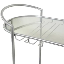 Contemporary Metal 3-Tier Oval Bar Cart Silver - Olivia & May -Olivia & May GUEST 970ea8e4 acd0 4370 9e61 e68d004679f8