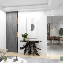 Contemporary Teak Wood Console Table Gold - Olivia & May -Olivia & May GUEST 971d451a 9f39 4981 b85d 8308d65d4e57