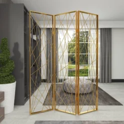 Glam Metal Geometric Room Divider Screen Gold - Olivia & May -Olivia & May GUEST 972d95a4 a7cf 43cd 9d2f 42235bb8b7a2