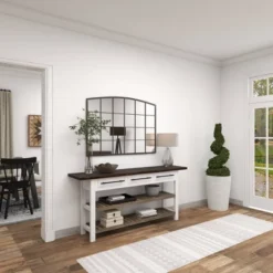 Farmhouse Wood Rectangle Console Table White - Olivia & May -Olivia & May GUEST 97ba0bd6 1067 4fa8 b8f6 4394bd4d06a9