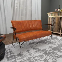 Vintage Leather Loveseat Brown - Olivia & May -Olivia & May GUEST 97d6b37d fadc 43f9 ba32 c42cf83e8240