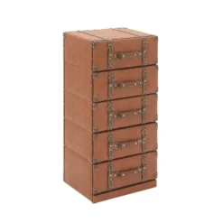 Traditional Faux Leather 5 Drawer Chest Camel Brown - Olivia & May -Olivia & May GUEST 97fedcc1 0b36 49d3 a1e6 28272cafa1a4