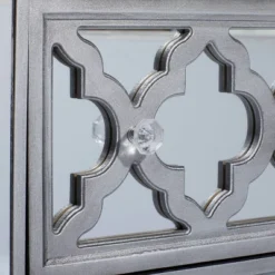 Glam Quatrefoil Mirror And Wood Storage Chest Gray - Olivia & May -Olivia & May GUEST 9843d39d 4bee 4554 a1fb b4abae7c9898