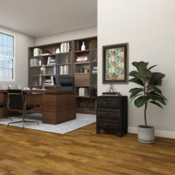 Traditional Wood And Faux Leather Cabinet Dark Brown - Olivia & May -Olivia & May GUEST 9853be78 b677 4947 a7eb 4a22fb64a333