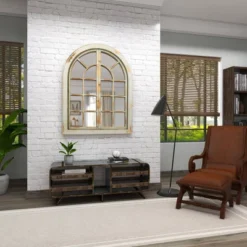 48" X 37" Farmhouse Classic Arched Window Design Decorative Wall Mirror - Olivia & May -Olivia & May GUEST 986d0d84 b8fc 458a a090 13245267d81a