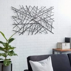 Metal Geometric Overlapping Lines Wall Decor Dark Gray - Olivia & May 33 Metal Geometric Overlapping Lines Wall Decor Dark Gray - Olivia & May -Olivia & May GUEST 9896f990 0f67 4a62 9420 b25633c6d36a