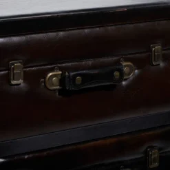 Traditional Wood And Faux Leather Cabinet Dark Brown - Olivia & May -Olivia & May GUEST 98a00a99 f088 4555 bb73 8e640eb80964