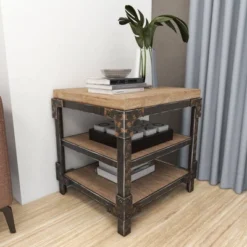 Industrial 3 Tier Side Table Brown - Olivia & May -Olivia & May GUEST 98b7ab28 f3b2 43b5 b5af 28c0e851d1ca