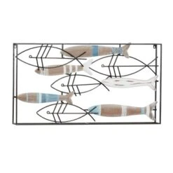 Metal Fish Striped Wall Decor With Metal Wire Designs Brown - Olivia & May -Olivia & May GUEST 98d13c3d 5a9e 4c0e b36a 34a9e9c46baa
