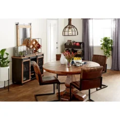 Wood Wall Mirror With Metal Hanging Rod Brown - Olivia & May -Olivia & May GUEST 98fcb793 75d1 4b7d a108 ebbc2197becb