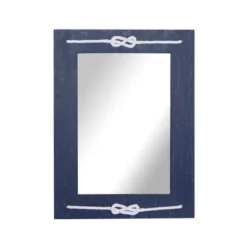 Wood Wall Mirror With Knot Detailing Blue - Olivia & May -Olivia & May GUEST 990e98e7 64f8 4e82 9b28 96b0f0b2d64e