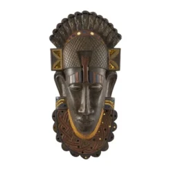 24" X 12" Polystone Mask Primitive African Sculpture Brown - Olivia & May -Olivia & May GUEST 99c8628f 9b37 43f5 9f8e 266aa531a3f0