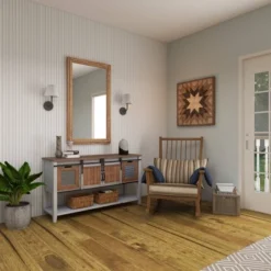 Bohemian Wood Beaded Frame Wall Mirror With Distressing Light Brown - Olivia & May -Olivia & May GUEST 99d78310 04d3 45c1 b115 50d8401a5495