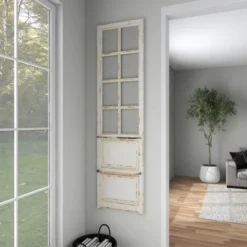 Wood Scroll Door Inspired Panel Wall Decor With Mesh Netting Cream - Olivia & May -Olivia & May GUEST 9a019052 cb91 42f7 932d b01d8869dacd