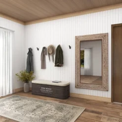 Wood Floral Intricately Carved Wall Mirror Brown - Olivia & May -Olivia & May GUEST 9a31c06f 2275 4361 a339 8c400fa04d9b