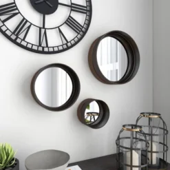 Contemporary Metal Wall Mirror Set Of 3 Dark Brown - Olivia & May -Olivia & May GUEST 9a424da5 60fe 47ca b6dd 0823066ec5ad