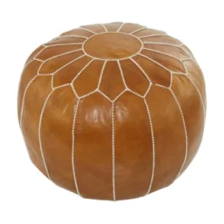 Bohemian Moroccans Leather Pouf - Olivia & May -Olivia & May GUEST 9a54c597 a829 41a9 bb42 f65f96a1d2ac