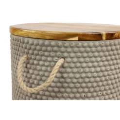 Modern Round Wood Clay Outdoor Accent Table - Gray - Olivia & May -Olivia & May GUEST 9a68c707 8bfa 49a6 9694 a2d44cb993b3