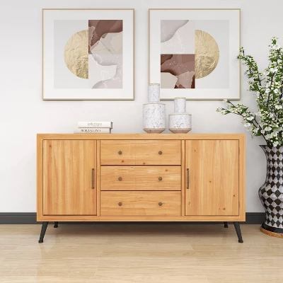 Modern Wood Sideboard Buffet Light Brown - Olivia & May 9 Modern Wood Sideboard Buffet Light Brown - Olivia & May - Image 7